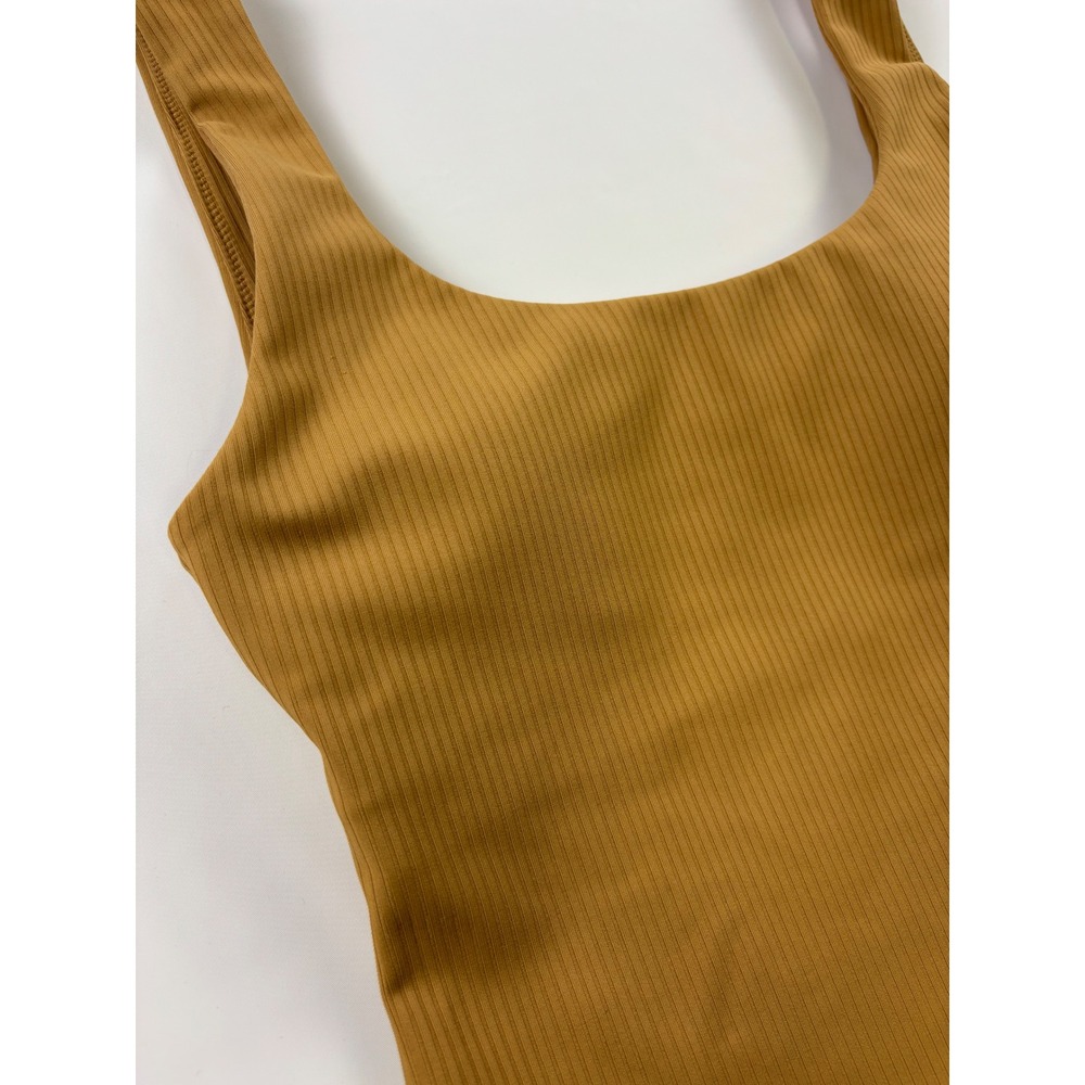 Fabletics Ribbed Tank Top in Mustard Brown - Picture 2 of 8